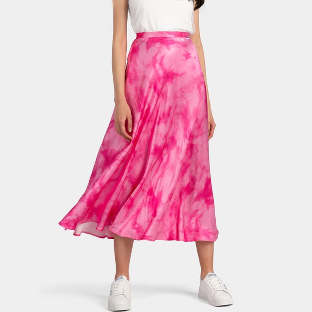 Guess Arielle Womens Tie-Dye Satin Midi Skirt - Picture 5 of 7
